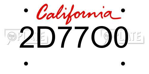 2D77O0 California License Plate