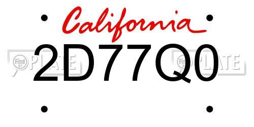 2D77Q0 California License Plate