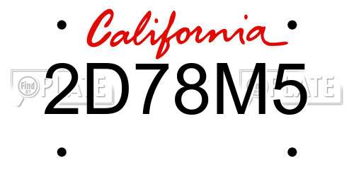 2D78M5 California License Plate