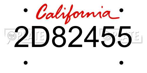 2D82455 California License Plate