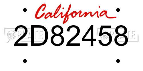 2D82458 California License Plate