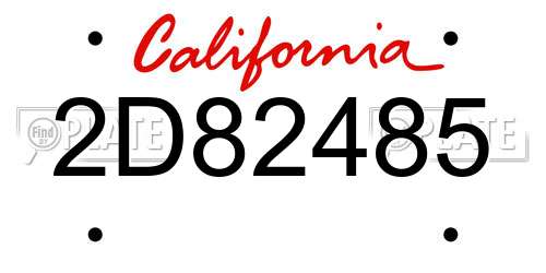 2D82485 California License Plate