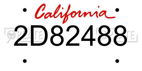 2D82488 California License Plate