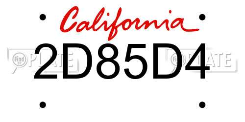 2D85D4 California License Plate