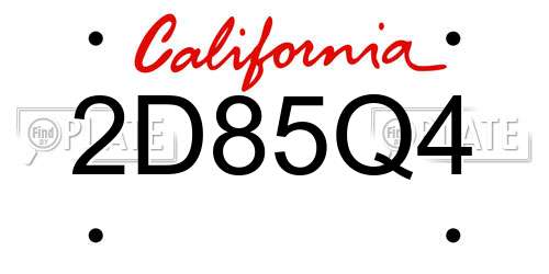 2D85Q4 California License Plate