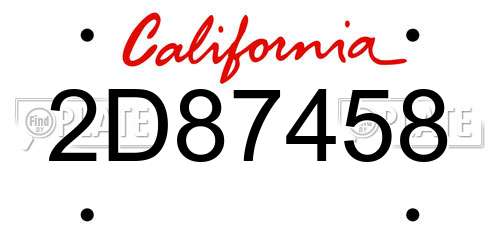 2D87458 California License Plate