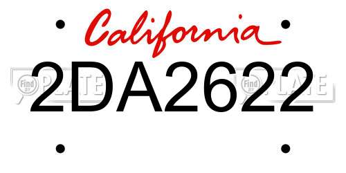 2DA2622 California License Plate