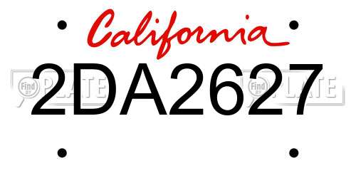 2DA2627 California License Plate
