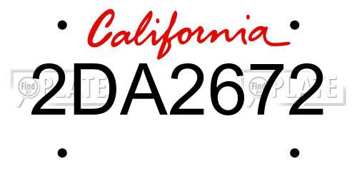 2DA2672 California License Plate