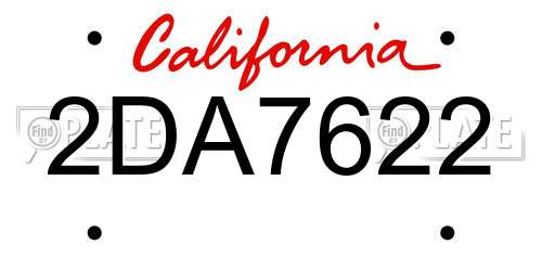 2DA7622 California License Plate
