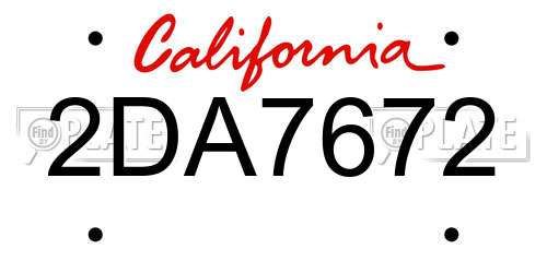 2DA7672 California License Plate