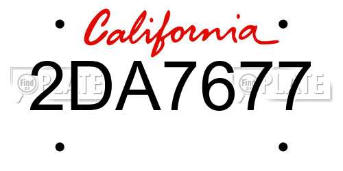 2DA7677 California License Plate