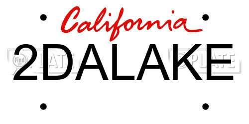 2DALAKE California License Plate