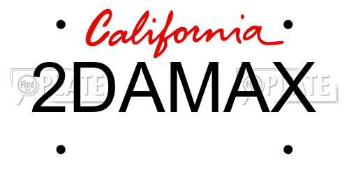 2DAMAX California License Plate