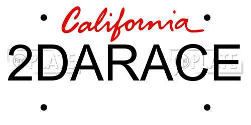 2DARACE California License Plate