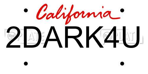 2DARK4U California License Plate