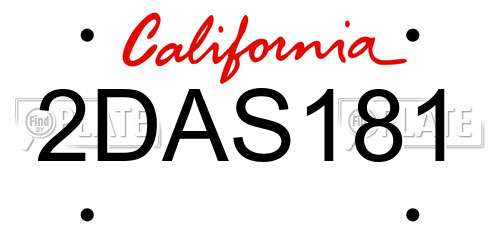 2DAS181 California License Plate