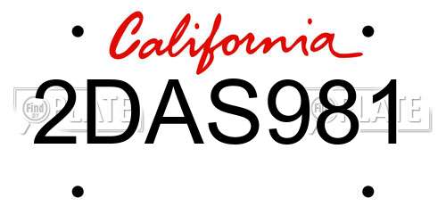 2DAS981 California License Plate