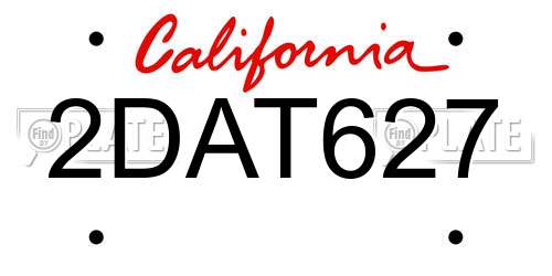 2DAT627 California License Plate
