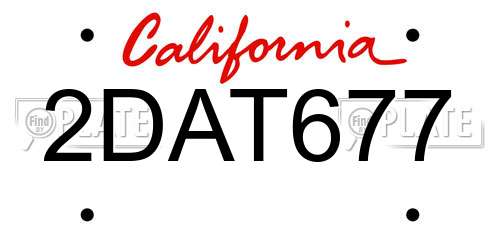 2DAT677 California License Plate