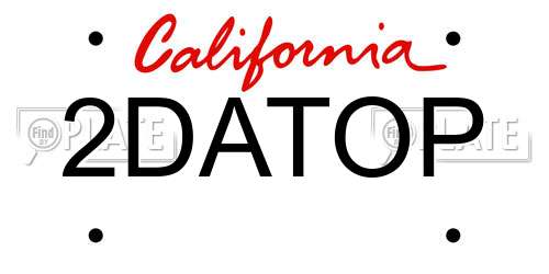 2DATOP California License Plate
