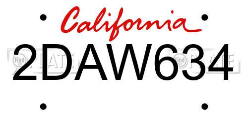 2DAW634 California License Plate