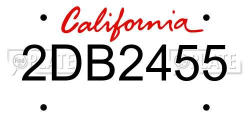 2DB2455 California License Plate