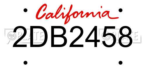 2DB2458 California License Plate