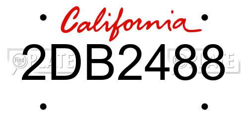 2DB2488 California License Plate