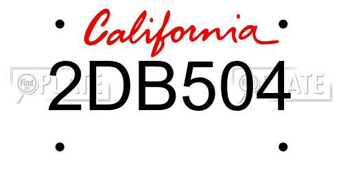 2DB504 California License Plate