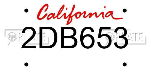 2DB653 California License Plate