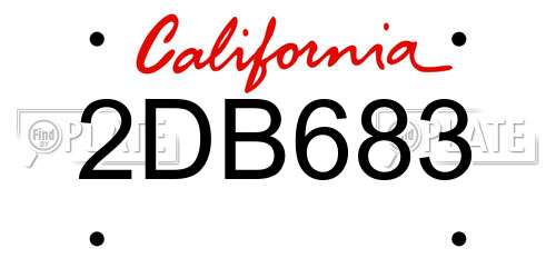2DB683 California License Plate