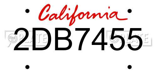 2DB7455 California License Plate