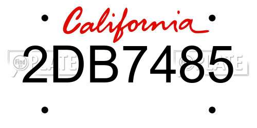 2DB7485 California License Plate