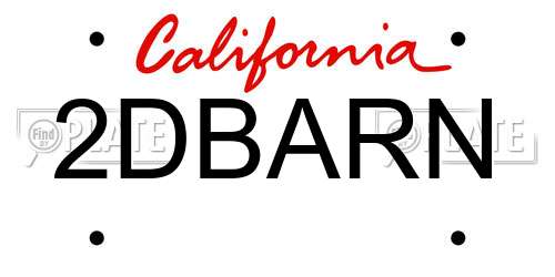 2DBARN California License Plate