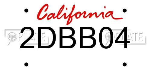 2DBB04 California License Plate