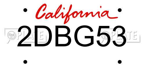 2DBG53 California License Plate