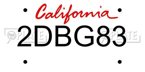 2DBG83 California License Plate