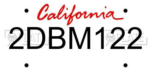 2DBM122 California License Plate