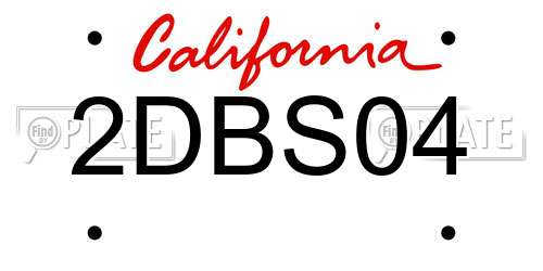 2DBS04 California License Plate