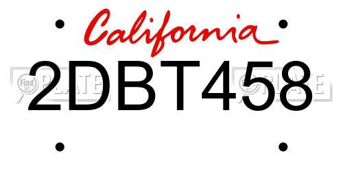 2DBT458 California License Plate