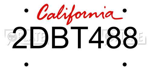 2DBT488 California License Plate