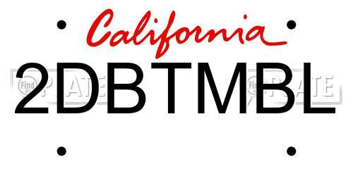 2DBTMBL California License Plate