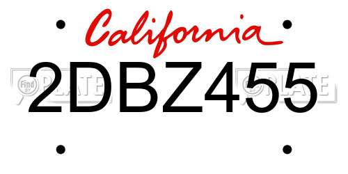 2DBZ455 California License Plate