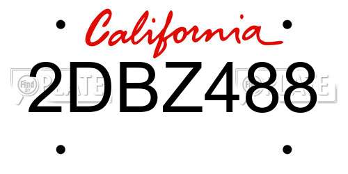 2DBZ488 California License Plate