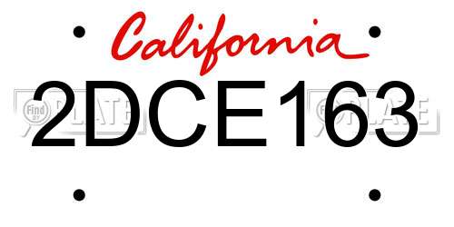 2DCE163 California License Plate