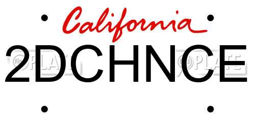 2DCHNCE California License Plate