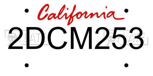 2DCM253 California License Plate