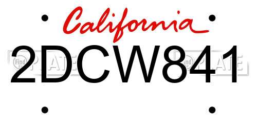 2DCW841 California License Plate
