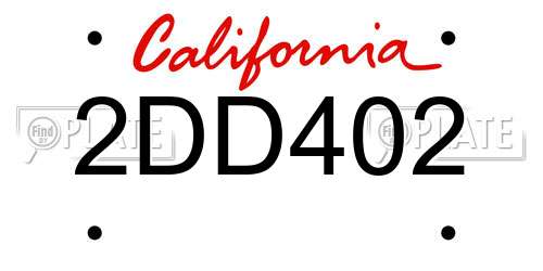 2DD402 California License Plate